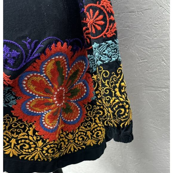 Johnny Was Womens Medium Navy Blue Embroidered T-shirt Tunic Dress Boho - Picture 3 of 10